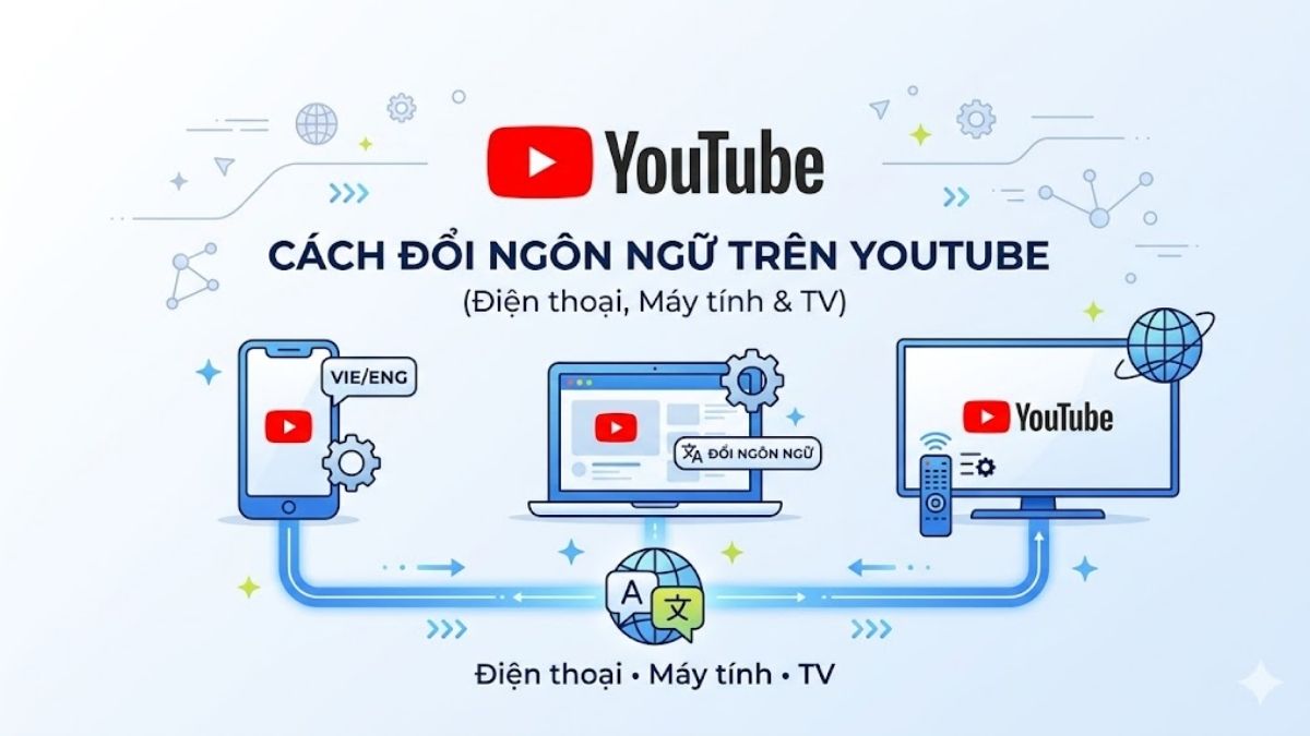 Cách đổi ngôn ngữ trên Youtube trên điện thoại, máy tính và TV